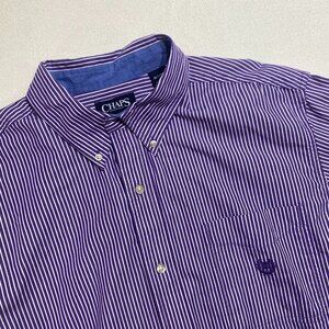 Chaps Dress shirt Mens XL Tall purple pinstripe Easy Care button up shirt